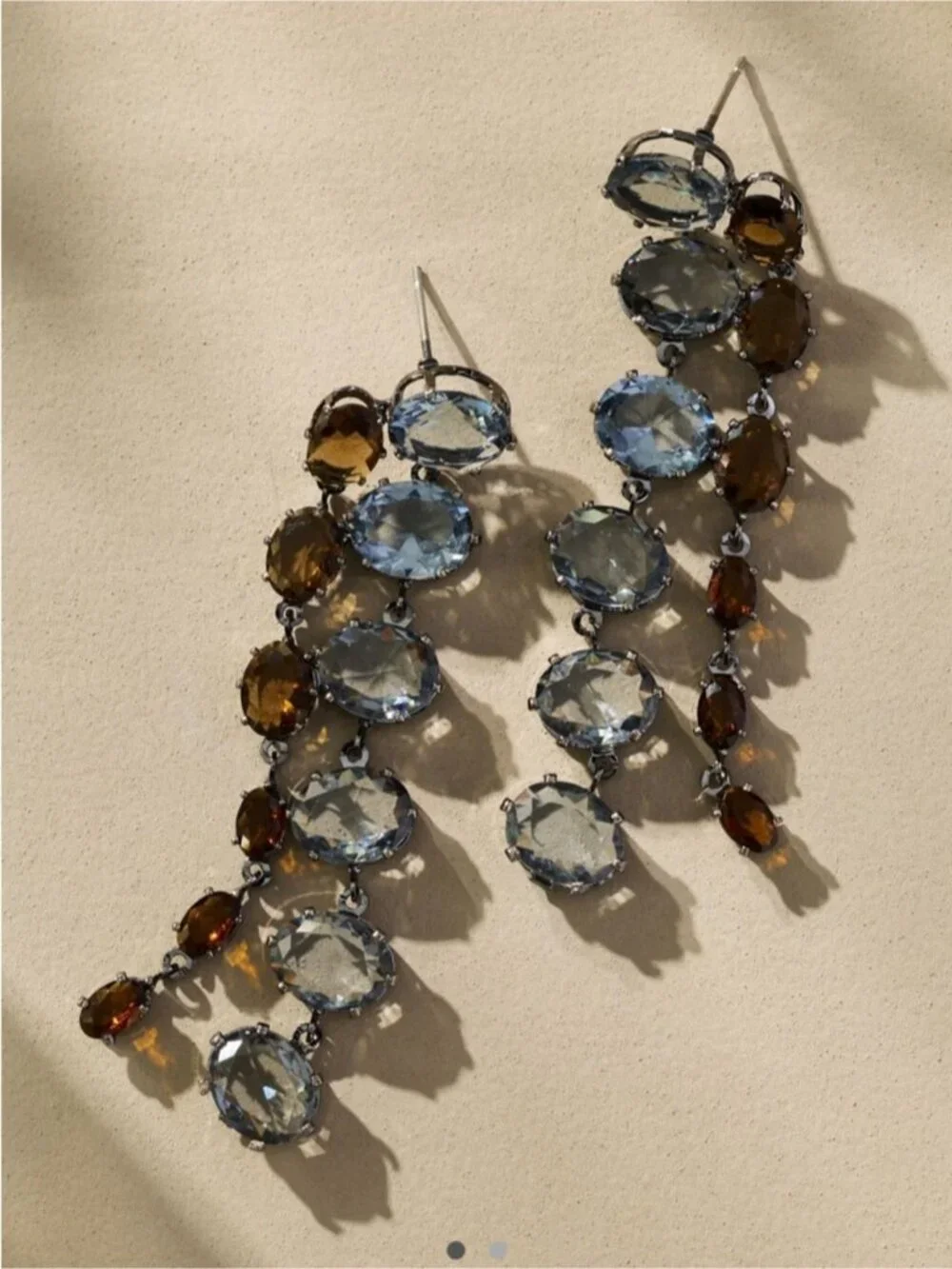 New! Anthropologie 14K Gunmetal Amber Crystal Drop Earrings (3013) NWT